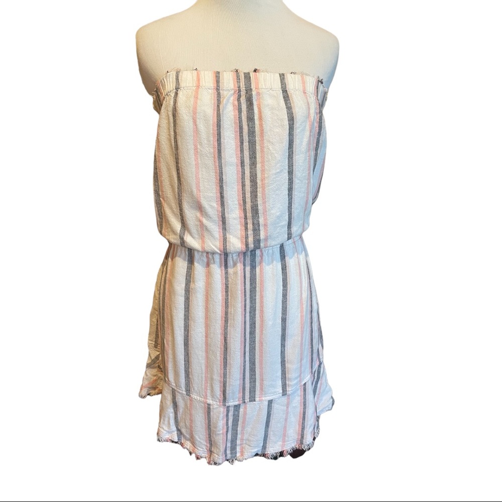 Cloth & Stone Linen Blend Striped Tube Top Dress XS